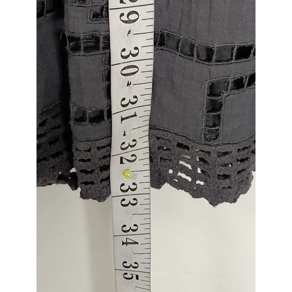 Free People Grey A-Line Short Embroidered Dress Women Size S